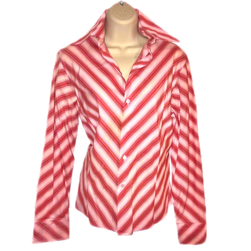 Craig Taylor M pink, red, white blouse